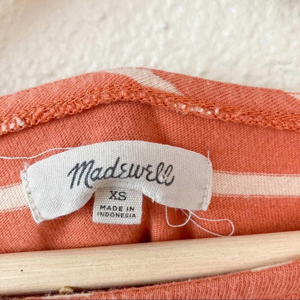 Madewell Striped Boatneck Size Top X Small Coral - Picture 3 of 13
